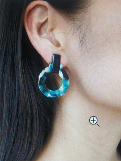 Anny Azure Blue Tortoise Earrings, Tortoise Shell Earrings, Tortoise Doorknockers, Acetate Earrings, Resin Earrings, Acrylic Earrings S31