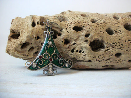 ROMAN Inc Enameled Christmas Tree Brooch 113016