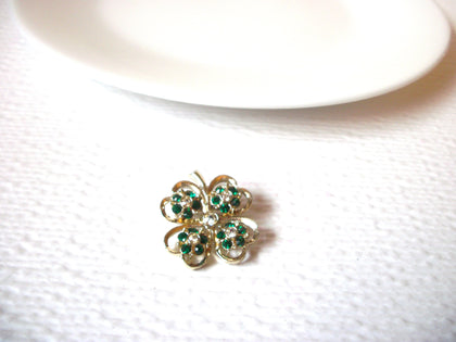 Vintage Shamrock Glover Rhinestone Brooch Pin 110620