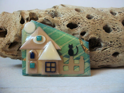 Lucinda House Pins, Spring Is In The Air, Sweet Cat Brooch Pins, Designs By Lucinda Pins 113016