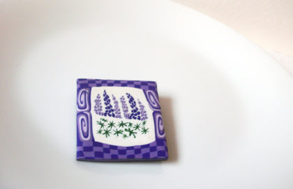 Vintage Fimo Polymer Clay Lavender Brooch Pin 110620