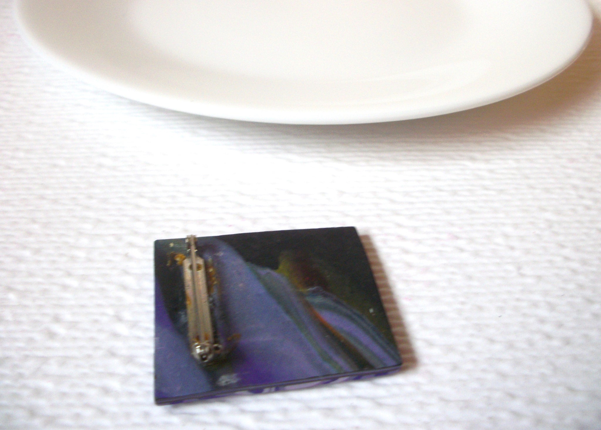 Vintage Fimo Polymer Clay Lavender Brooch Pin 110620