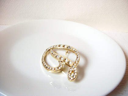 Large Retro Clear Rhinestones Initial D Brooch Pin 110620