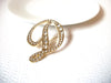 Large Retro Clear Rhinestones Initial D Brooch Pin 110620