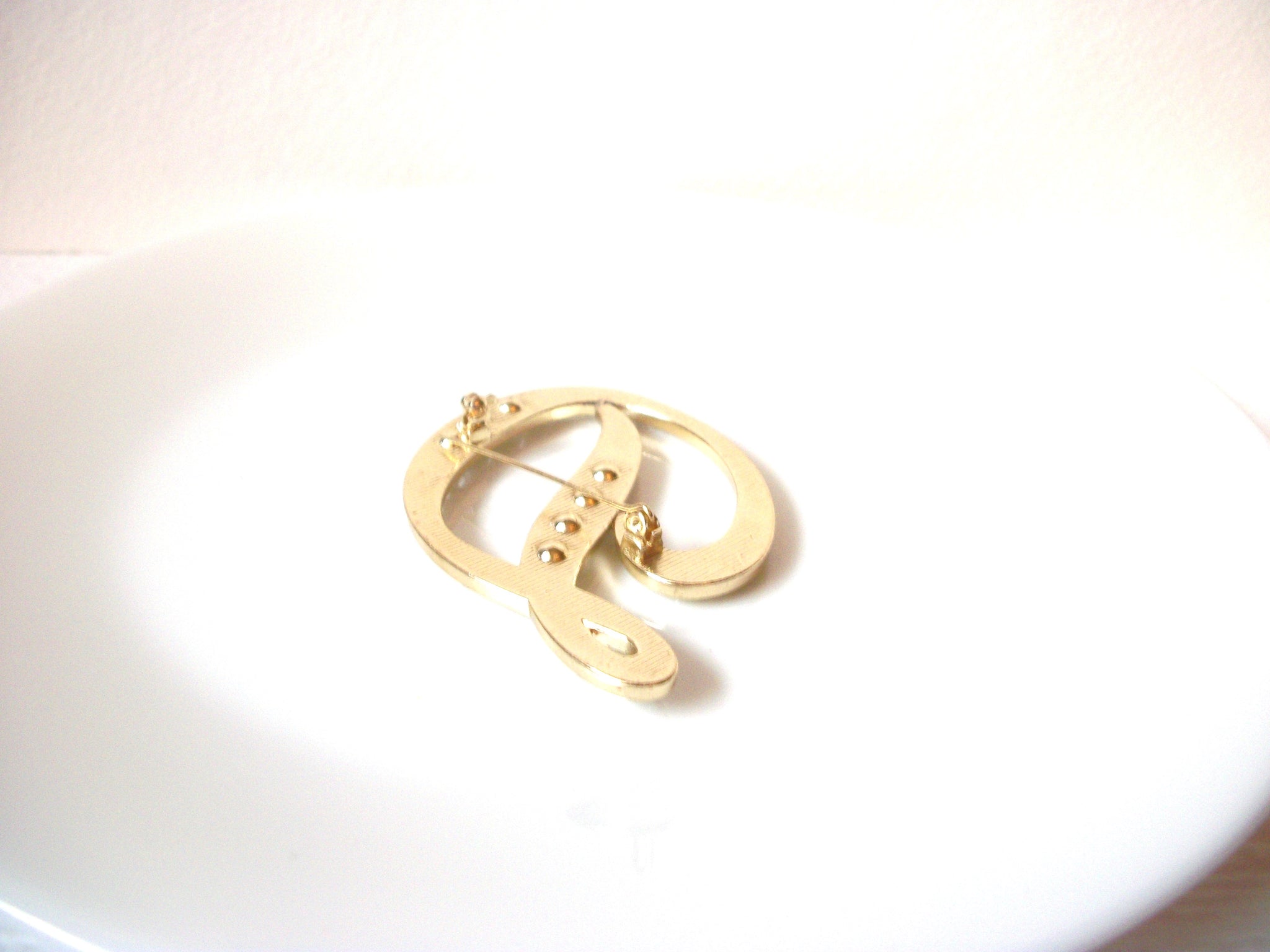 Large Retro Clear Rhinestones Initial D Brooch Pin 110620