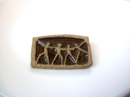 Vintage Stone People Brooch Pin 110520