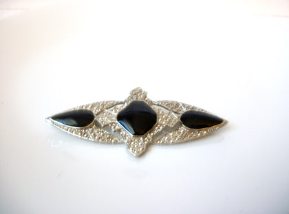 Vintage Victorian Marcasite Onyx Brooch Pin 110520