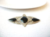 Vintage Victorian Marcasite Onyx Brooch Pin 110520