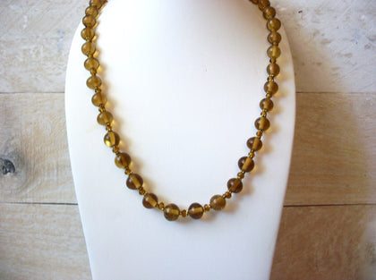 Vintage Translucent Golden Brown Amber Glass Necklace 41320