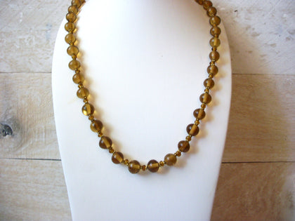 Vintage Translucent Golden Brown Amber Glass Necklace 41320
