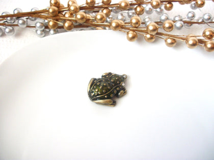 Vintage Antiqued Brass Toad Pendant 72116A