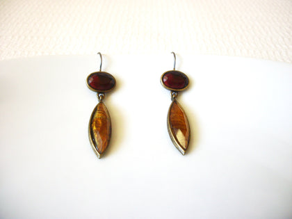 Vintage Brass Glitter Stones Earrings 41320