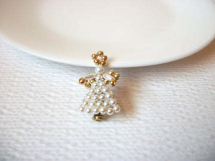 Vintage 1950s Faux Pearl Angel Brooch Pin 110820