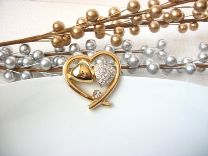 Vintage Clear Rhinestones Heart Pin Brooch 72116A