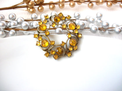 Vintage Rhinestones Wreath Brooch Pendant 72116A