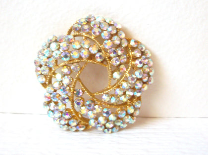 Vintage Larger Aurora Borelias Crystal Brooch Pin 110720