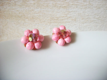 Vintage Pink Glass Cluster Earrings 41320