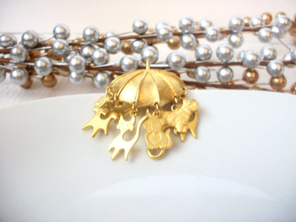 Vintage Umbrella Cats Dachshund Brooch Pin 72116A