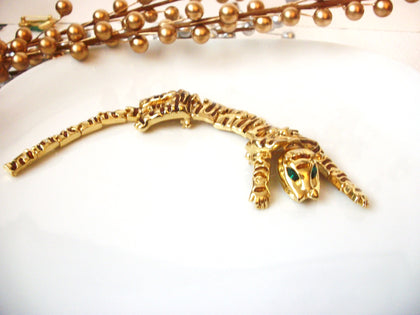 Vintage Over Shoulder Wild Cat Rhinestones Brooch Pin 72116A