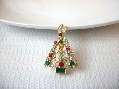 Vintage Austrian Rhinestones Christmas Tree Brooch Pin 72116A