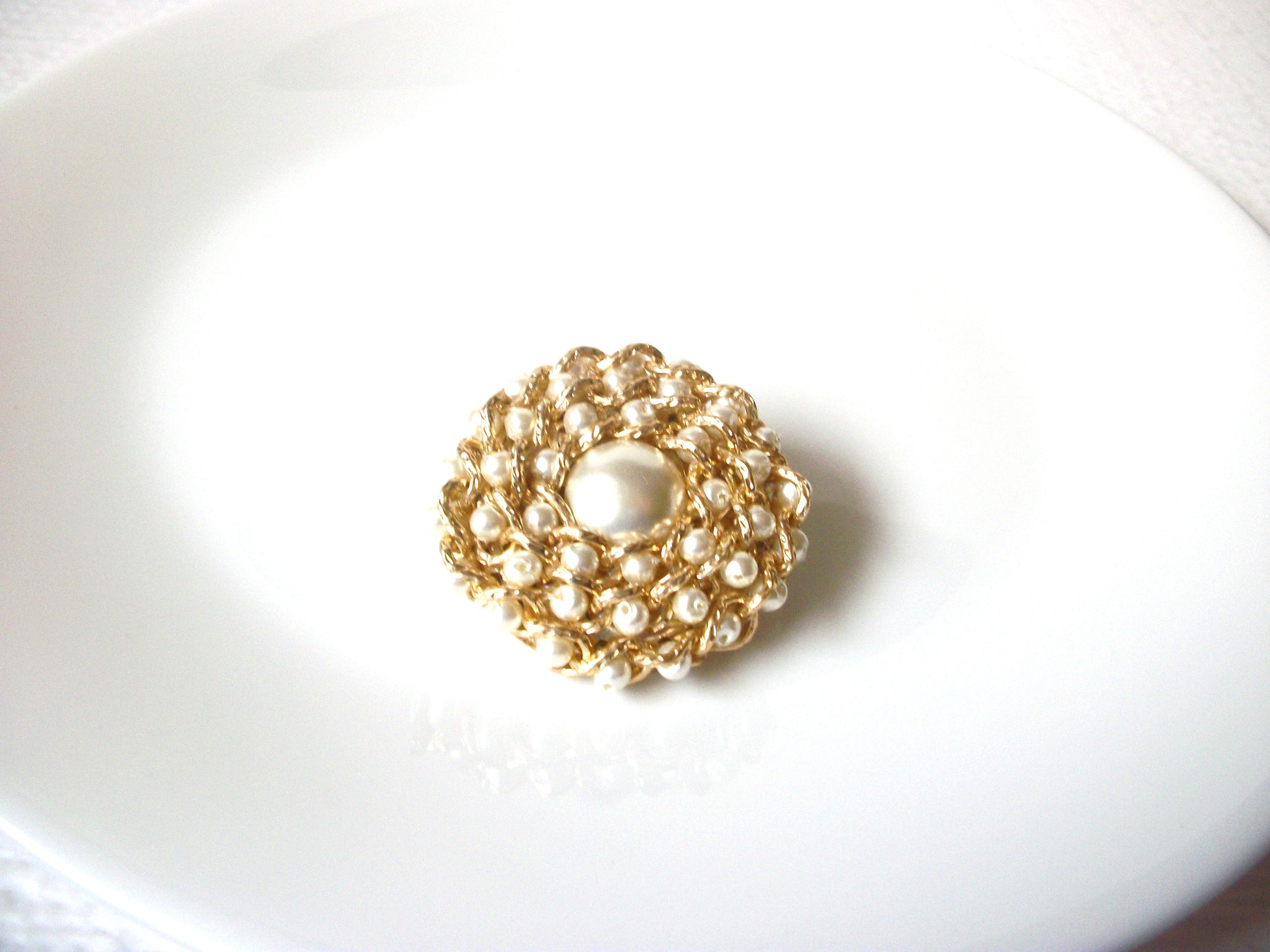 Vintage 1950 Faux Pearl Brooch Pin 110520