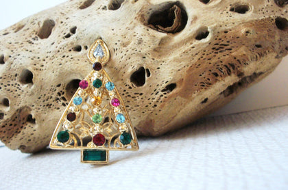 Vintage Austrian Rhinestones Christmas Tree Brooch Pin 72116A