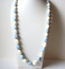 Vintage Pale Blue White Lucite Necklace 110720