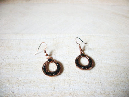 Copper Toned Black Vintage Earrings 41420