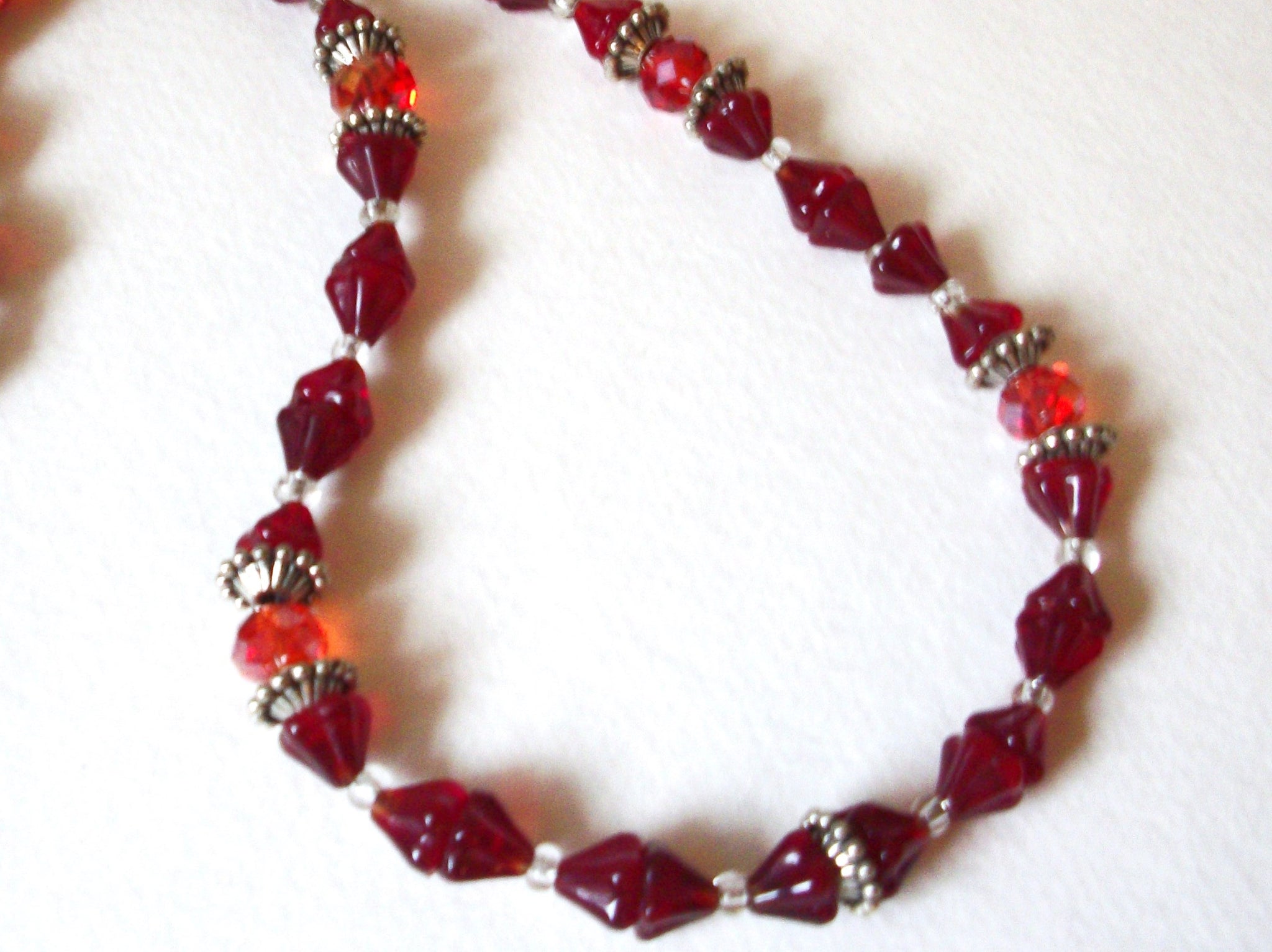 Hand Crafted Red Czech Glass Necklace 41520