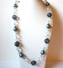 Vintage Clear Gray Black Necklace 110820