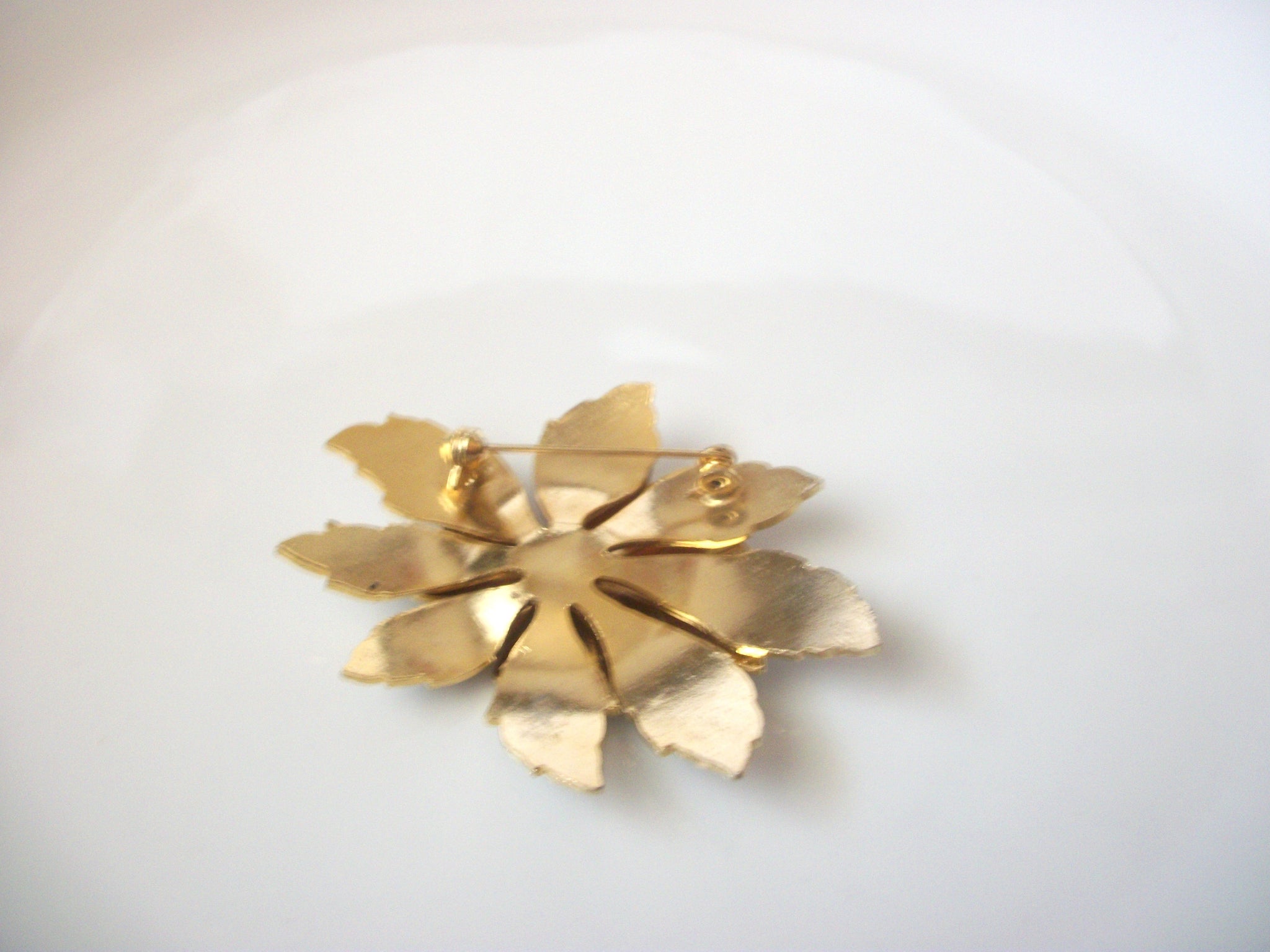 Vintage 50s Large Cloisonne Flower Brooch Pin 72116B