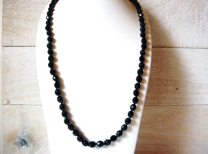 Black CZECH Glass Vintage Necklace 41520