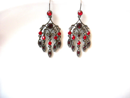 Victorian Ruby Rhinestones Earrings 72116B