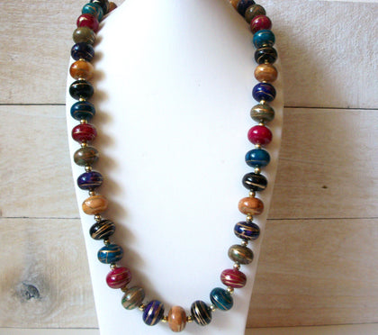 Retro Chunky Long Colorful Necklace 41720