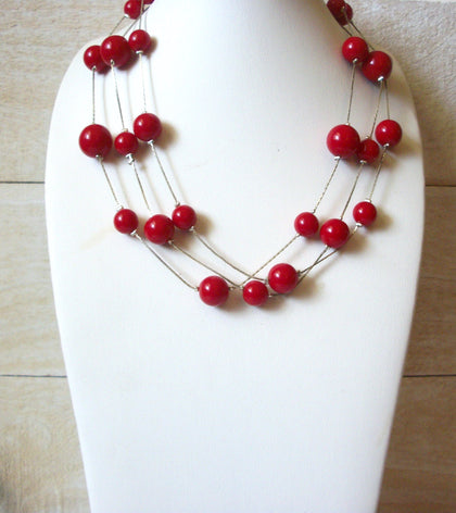 Retro Silver Red Necklace 41720