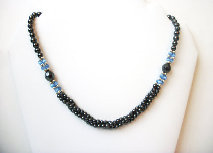 Vintage Hematite Blue Tiger Eye Necklace 72116D