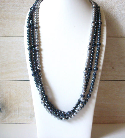 Shades Of Gray Glass Beads Necklace 41720