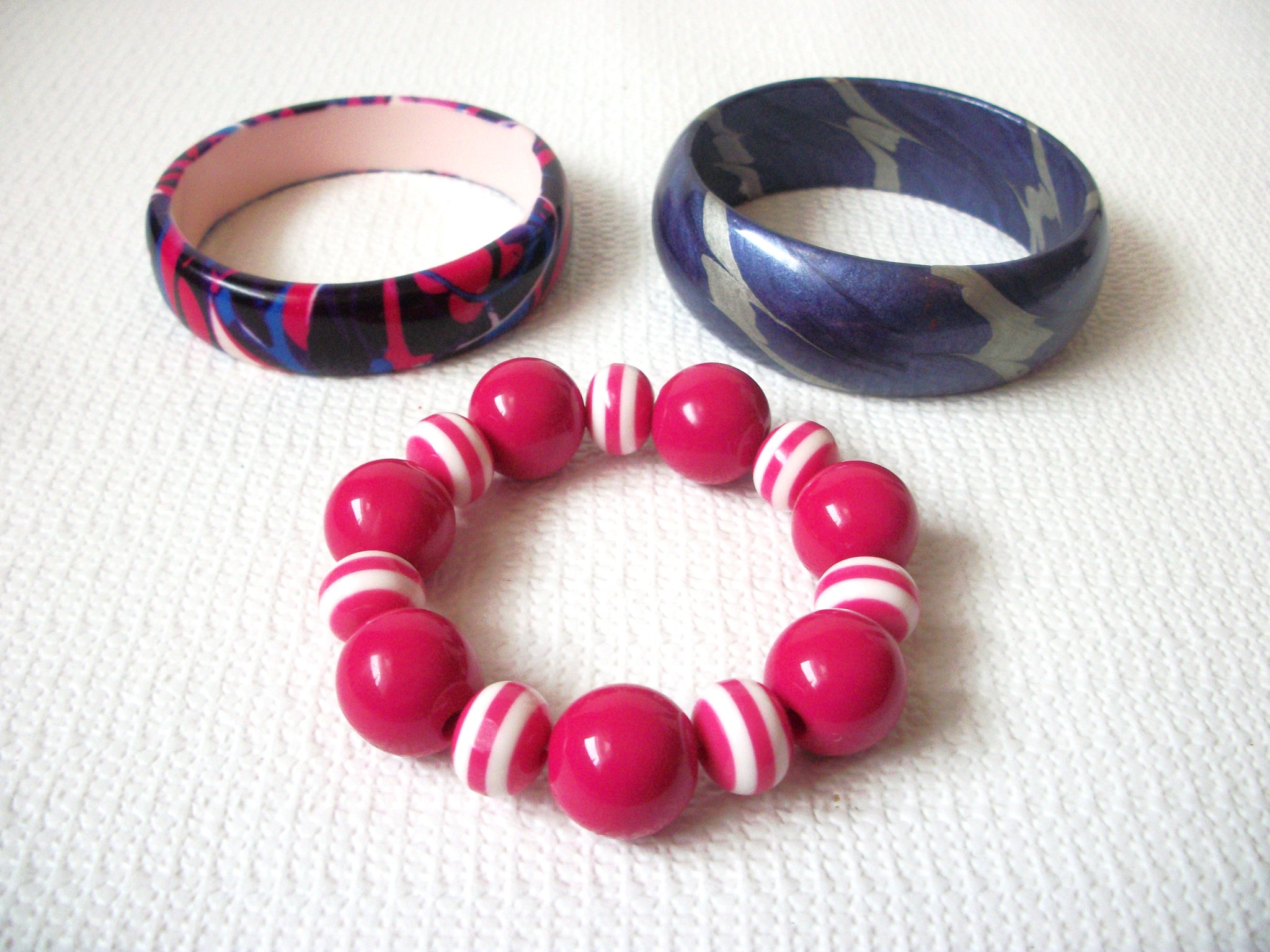 Vintage Old Plastic Bracelet Bangle Lot 3X 72116C