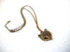 Retro Bronze Rhinestone Fox Necklace 111020