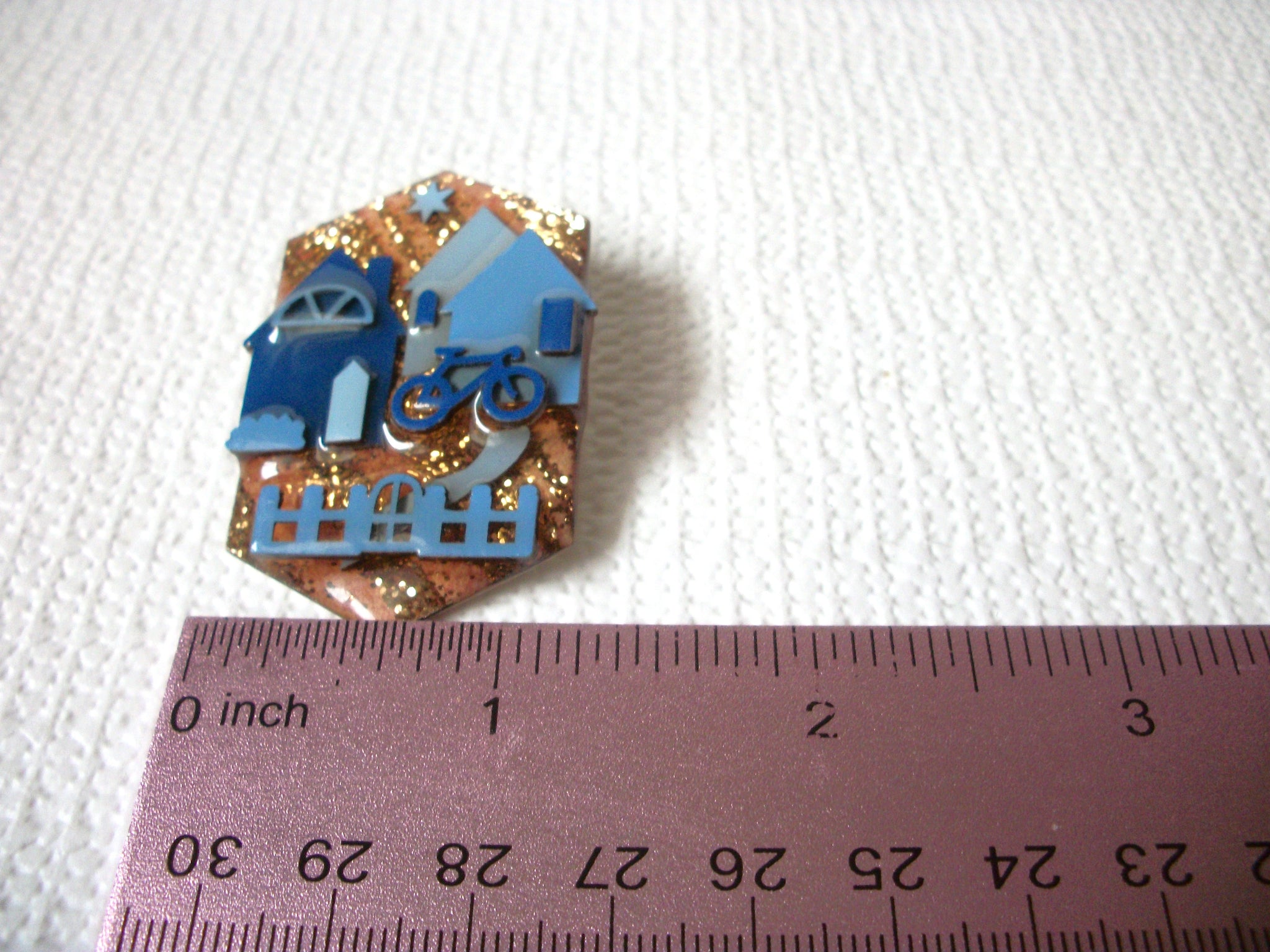 Lucinda House Pins, Glitter Blue Fence Happy Home Pins 72116D