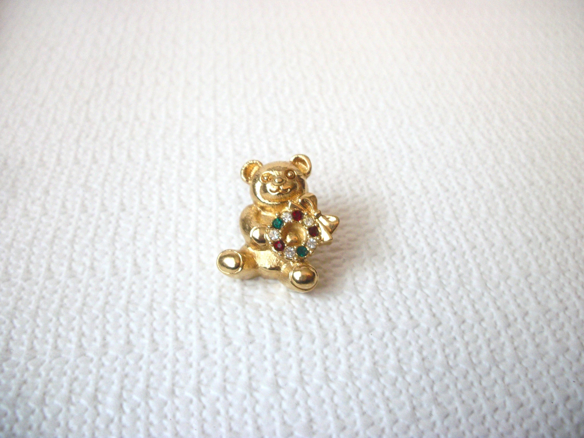 Vintage Rhinestones Teddy Bear Stick Pin 82117
