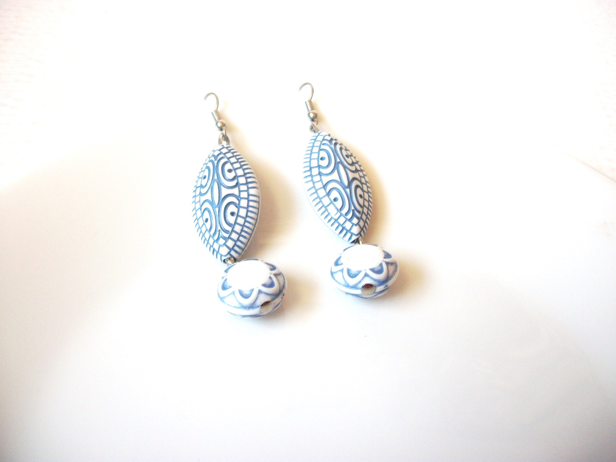 Bohemian Blue White Dangle Earrings 111120