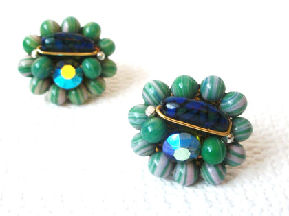 JAPAN 1950s Glass Clip On Earrings 82117