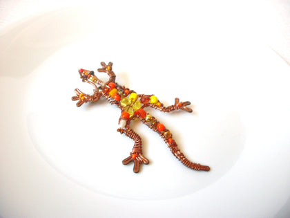 Vintage Copper Wired Salamander Brooch Pin 111120