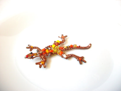 Vintage Copper Wired Salamander Brooch Pin 111120