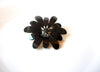 Retro 1980s Black Flower Brooch Pin 111120