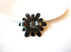 Retro 1980s Black Flower Brooch Pin 111120