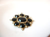 Retro 1970s Black Flower Rhinestone Brooch Pin 111120
