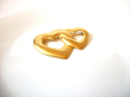 Vintage Matte Gold Hearts Brooch Pin 111120