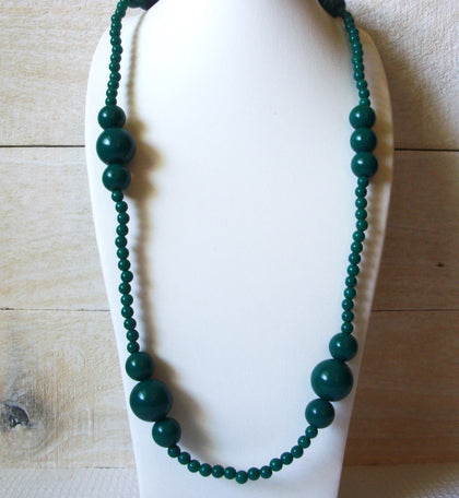 Retro Spruce Green Long Necklace 42520
